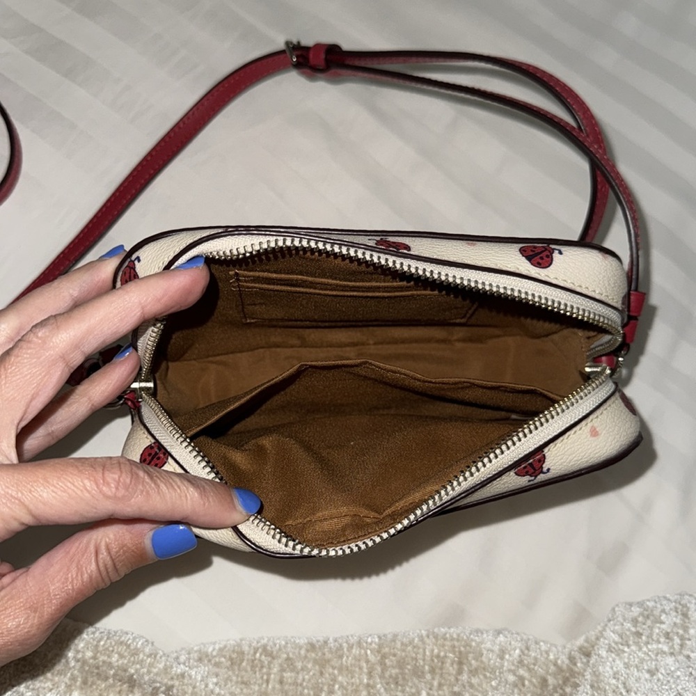Coach Ladybug Print Cream and Red Crossbody - Picture 5 of 6